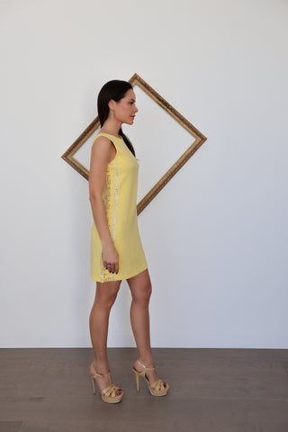 Versace x H&M Yellow Studded Mini Dress - Size 36