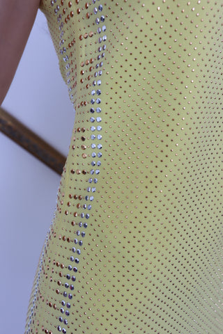 Versace x H&M Yellow Studded Mini Dress - Size 36