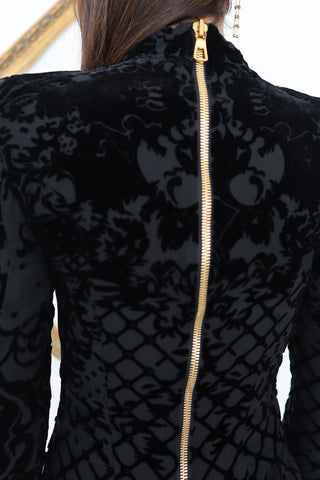 Balmain x H&M Black Velvet Mini Dress - Size 6
