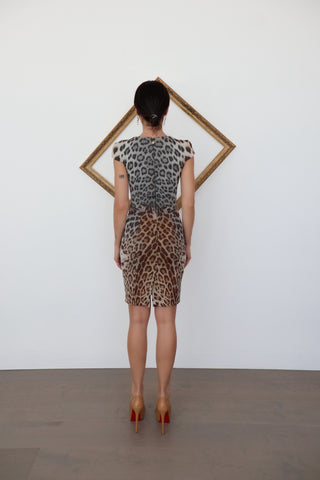 Just Cavalli Leopard-Print Bodycon Midi Dress - Size 6