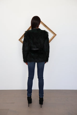 Balmain x H&M Faux Fur Belted Jacket – Size 36