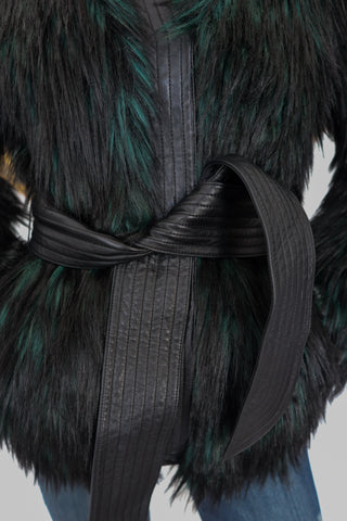 Balmain x H&M Faux Fur Belted Jacket – Size 36