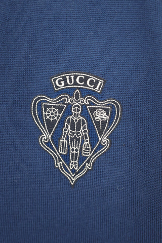 Gucci men’s blue V-neck long sleeve sweater