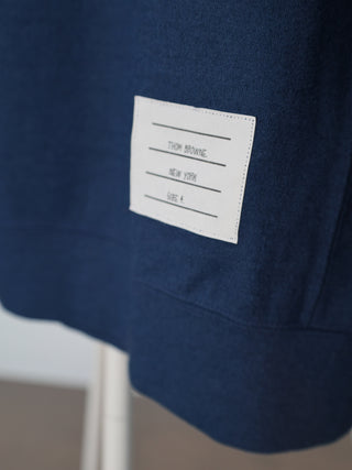 Thom Browne navy blue cotton sweatshirt with four-bar stripe detail