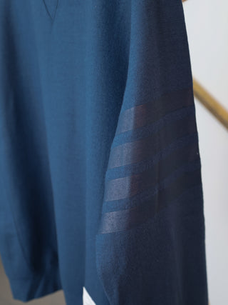 Thom Browne navy blue cotton sweatshirt with four-bar stripe detail