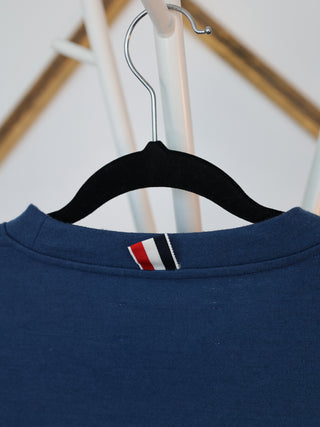 Thom Browne navy blue cotton sweatshirt with four-bar stripe detail