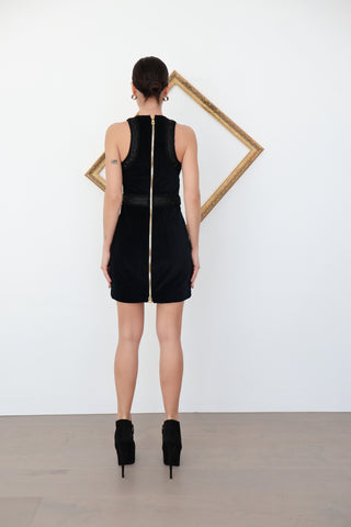 Balmain x H&M black velvet rope sleeveless mini dress – collector’s item from the renowned collaboration, available at Luxury Kulture.