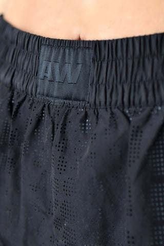 Alexander Wang x H&M black and silver reflective runway shorts with sporty silhouette