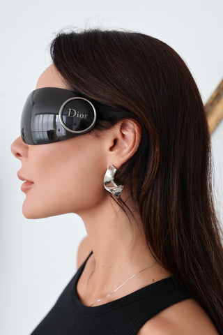 Christian Dior Y2K oversized black sport mask sunglasses with wraparound design