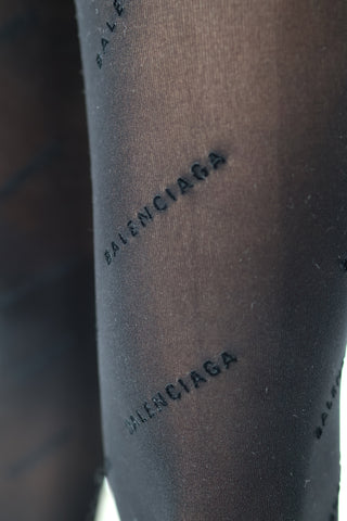 Balenciaga black stretch-knit over-the-knee boots with tonal logo detailing