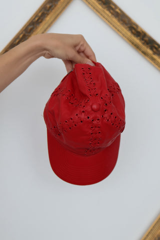 Adidas x Opening Ceremony red leather cap with adjustable fit