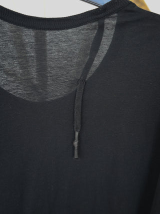 11 by Boris Bidjan Saberi black graphic T-shirt with monochrome abstract print, size S–M