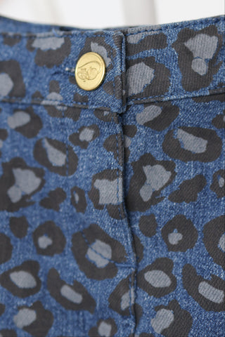 Little Marc Jacobs girls leopard print flared denim skirt, size 8 years.