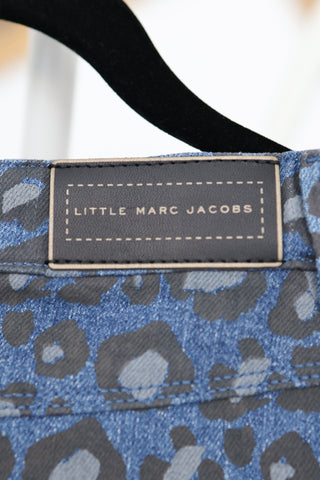 Little Marc Jacobs girls leopard print flared denim skirt, size 5 years.