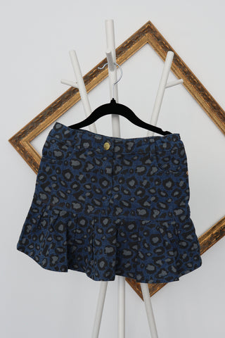 Little Marc Jacobs girls leopard print flared denim skirt, size 8 years.