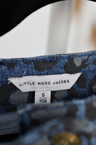 Little Marc Jacobs girls leopard print flared denim skirt, size 5 years.