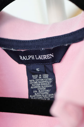 Ralph Lauren girls pink long sleeve cotton polo top, size 5 years