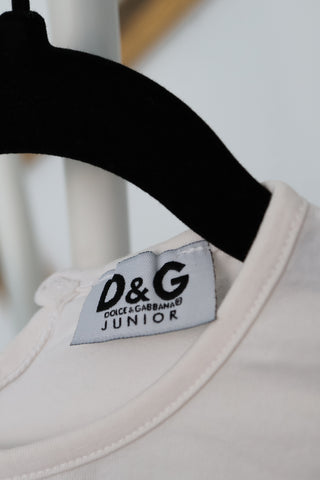 Dolce & Gabbana Junior white printed cotton top for toddlers, size 18–24 months.