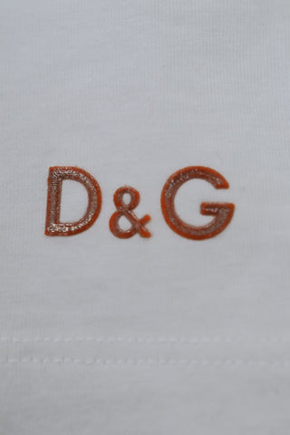 Dolce & Gabbana Junior white printed cotton top for toddlers, size 18–24 months.