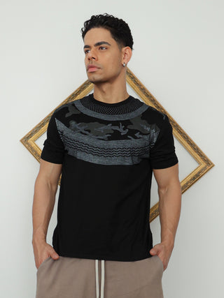 Neil Barrett Neoprene Camouflage Tee – Black | Size L