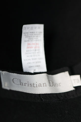 Christian Dior black lamb leather and wool hat for girls, size 3T.