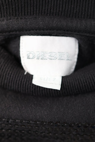 Diesel Kids black long-sleeve pullover with gold sequin stripes and ‘78’ front graphic, size 7 years