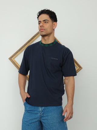  Aimé Leon Dore Jacquard Collar Tee – Navy | Size L