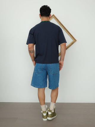  Aimé Leon Dore Jacquard Collar Tee – Navy | Size L