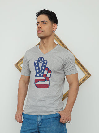 Maison Mihara Yasuhiro Graphic V-Neck Tee – Grey | L