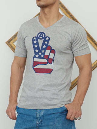Maison Mihara Yasuhiro Graphic V-Neck Tee – Grey | L