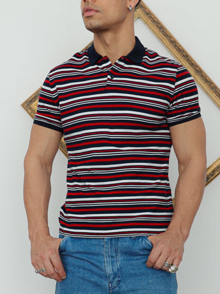 Gucci Tricolor Web Stripe Polo Shirt – Size L