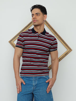 Gucci Tricolor Web Stripe Polo Shirt – Size L