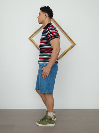 Gucci Tricolor Web Stripe Polo Shirt – Size L