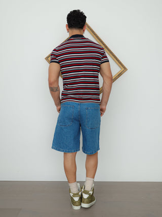 Gucci Tricolor Web Stripe Polo Shirt – Size L