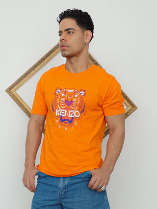Kenzo Tiger Print T-Shirt – Orange | Size XL