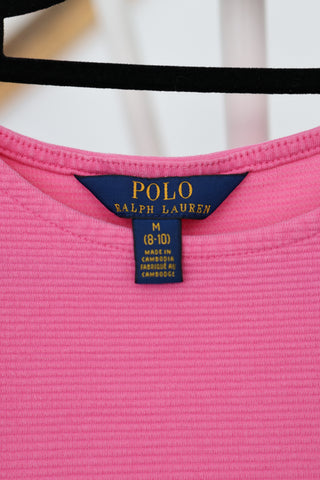 Polo Ralph Lauren girls pink short sleeve polo dress, size 8–10 years.