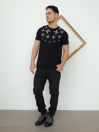 Neil Barrett Layered Hem V-Neck Slub T-Shirt – Black | L
