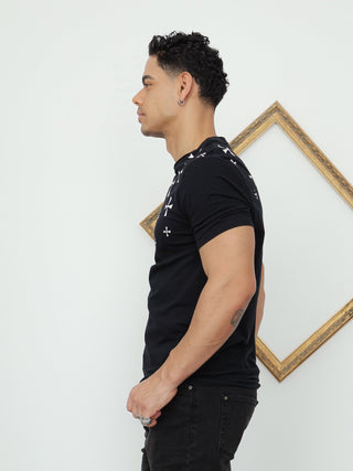 Neil Barrett Layered Hem V-Neck Slub T-Shirt – Black | L