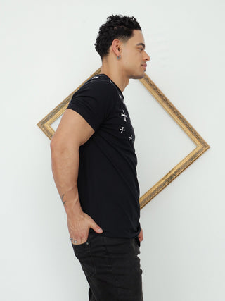 Neil Barrett Layered Hem V-Neck Slub T-Shirt – Black | L