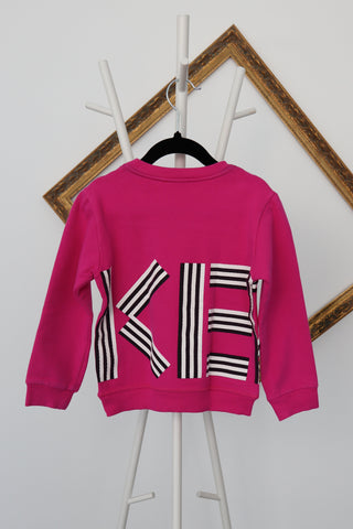 Kenzo Kids pink pullover sweatshirt with signature logo and PARIS text, size 4 years.