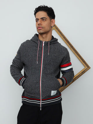 Thom Browne New York Striped Zip-Up Hoodie Jacket – L