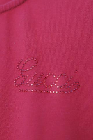 Gucci girls red cotton shirt with crystal embellished logo, size 5 years.
