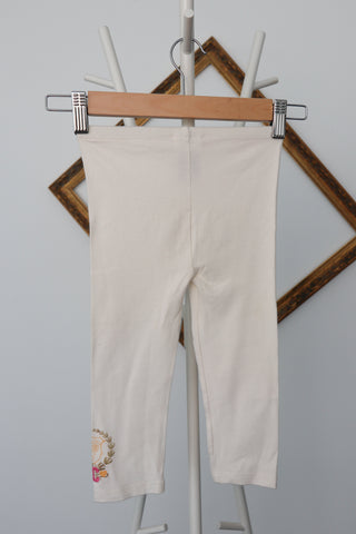 Juicy Couture off white cotton stretch leggings 18–24 months.