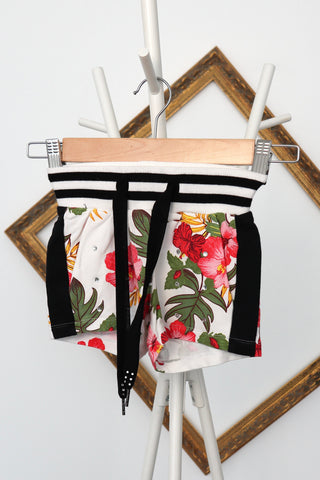 Monnalisa FUN Line tropical floral tank top with number 65 diamante detail and matching shorts, size 4 years.