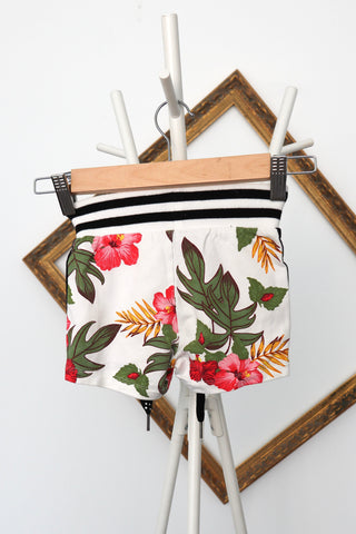 Monnalisa FUN Line tropical floral tank top with number 65 diamante detail and matching shorts, size 4 years.
