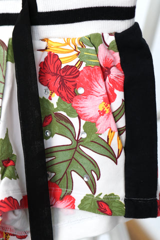 Monnalisa FUN Line tropical floral tank top with number 65 diamante detail and matching shorts, size 4 years.