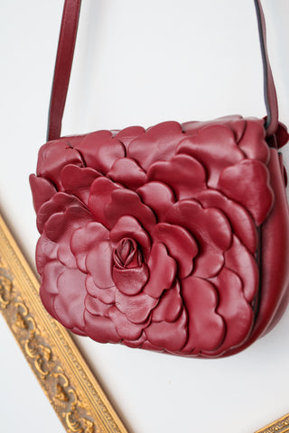 Valentino Garavani red Rose Edition tiered floral clutch bag new with tags.