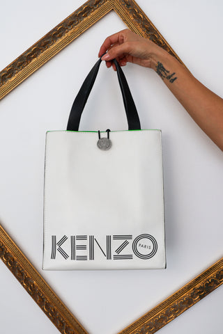 Kenzo x H&M limited edition white genuine leather tote bag.