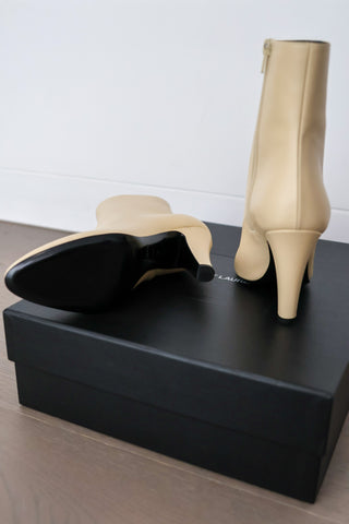 Saint Laurent beige soft calf leather ankle boots 68 95 Vanity size 38 new in box.