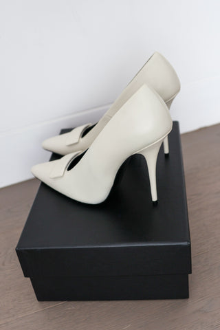 Saint Laurent Kayla 110 white nappa leather heels Blanc Optique new in box.